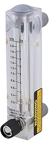 Panel-Typ Wasserdurchflussmesser, 0,5–5 GPM & 2–18 LPM Acryl-Flüssigkeitsdurchflussmesser mit verstellbarem Knopf für Wasserindustrieausrüstung (1/2 Zoll Außengewinde, 1/4 Zoll Innengewinde)