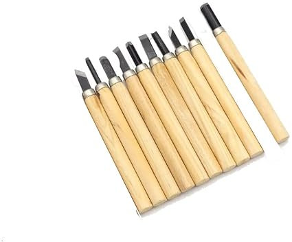 Set 10 scalpelli sgorbie 13,5 cm per intarsi in legno decoupage hobby lavori di scolpitura artisti falegnami