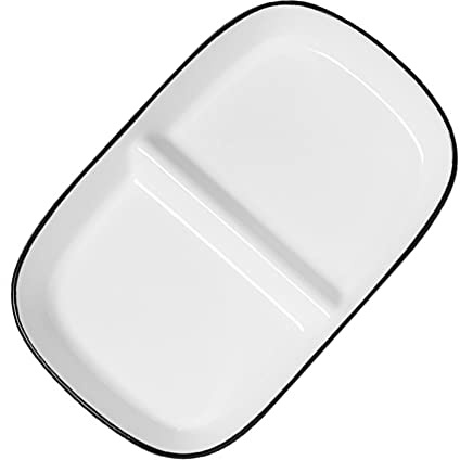 Teller mit 2 Fächern Porzellan, Salatteller Snack Teller Geteilt Essteller Modern, Geteilte Teller für Diet, Portion Teller Erwachsene