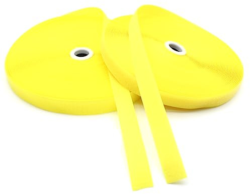 DOJA Barcelona | Klettband | Klettverschluss Gelb | 1 Stück | 25m lang | 25mm breit | Klettband Farben | Starker Klettverschluss zum Nähen von Rucksäcken, Jacken, Schuhen, Kleidern