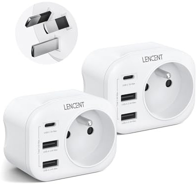 LENCENT 2 Packs Adaptateur Prise AU Australie Chine Nouvelle-Zélande | Argentine avec 2 Ports USB & 1 Port USB-C adapté à AUS Prise Française Adaptateur AUS vers France, Type I