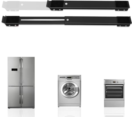 BASVII 2 Pezzi Sposta Mobili con Ruote - Regolabile Carrello Lavatrice, Antiscivolo, Ammortizzante, Portata 300 kg - Base con Ruote per Lavatrice Ideale per Trasportare Lavatrice, Frigoriferi, Armadi