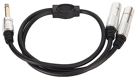 GOWENIC 15FT 3.5mm TRS to Dual 6.35mm TS Mono Y Cable Splitter, Compatible with, Laptop, CD Players, Power Amplifier, Mixer, Home Stereo Systems, Black, 4.5 Meters