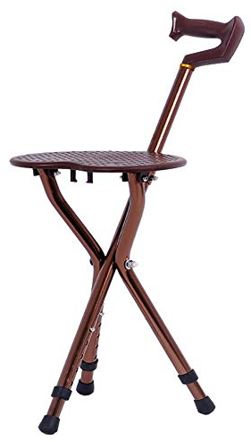 Ddtiz Stativ-Klapp-Gehstock mit Sitz, Teleskop-Hocker, Stuhl, Balance-Mobilitätshilfe für ältere Männer und Frauen mit rutschfestem Griff und Gummispitze (#4) elegant