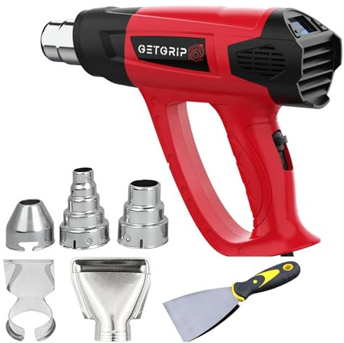 GET GRIP decapeur thermique – pistolet a air chaud professionnel pour le bricolage haute puissance de 2000 W avec écran LCD numérique, température réglable|6 accessoires inclus