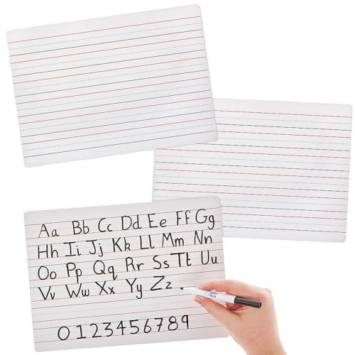 Baker Ross FN114 trocken abwischbare, linierte A4-Whiteboards – Packung mit 10 tragbaren Mini-Whiteboards für Klassenzimmer, Schulen und Lehrer