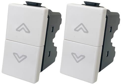 Juego de 2 interruptores de doble botón compatibles con Bticino para persianas enrollables eléctricas y cortinas, automatización de persianas enrollables, interruptor compatible con Bticino Matix (2