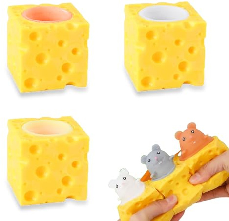 3 Stücke Käse Mäuse Tassen,Squishy Toy,Anti Stress Spielzeug Erwachsene,Antistress Spielzeug,Anti Stress Tasse,Stressabbau Spielzeug,Squeeze Toys,Lustig Quetschspielzeug,Squishies Mäuse Scherzartikel