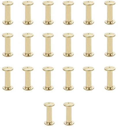 20PCS Gürtel Nieten Zum Schrauben, M5*15mm Schraubnieten für Leder,Chicago Schrauben Binding Schrauben Hohlnieten für Bücher Papier Gürtel Hundeleinen DIY Basteln Bookbinding,Buchbinderei (Gold)