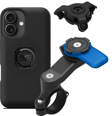 QUAD LOCK Lenker Handyhalterung für Motorrad mit Vibrationsdämpfer und MAG Hülle für iPhone 16