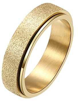 Grewod Ring 6 MM Damen Edelstahl Bunt Matt Spinner Angst Schmuck Ringe Stress
