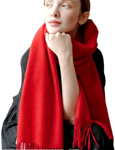 Ornrjfll Damen-Wollschals, Erwachsenenschals für Damen, Wollschal, Kaschmir-Poncho, 16 Rot, Einheitsgröße