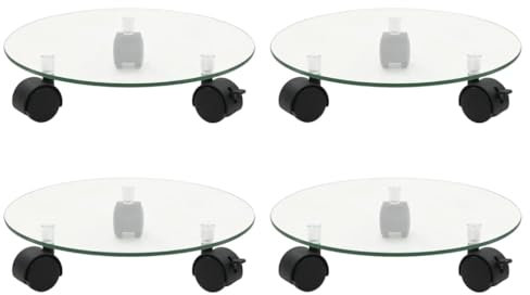 LLEZKBR Furniture Select Pflanzenroller 4 Stück 28 cm gehärtetes Glas rund
