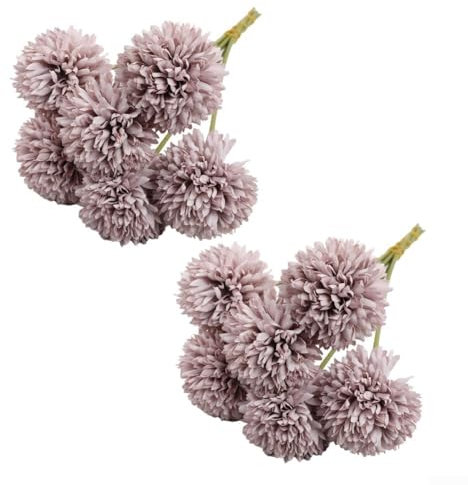 UTTASU Künstliche Chrysanthemen-Kugeln, realistischer Seidenstrauß für Heimdekoration, Hochzeit, Party, Tafelaufsatz, Arrangements, Grün, Weiß, Blau, Rot, Rosa, Lila, 12 Stück