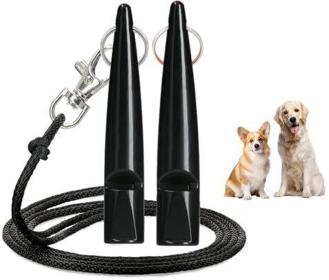 Kolamom 2 Stück Hundepfeife für Rückruf, Hundepfeife Hochfrequenz Lautlos mit Pfeifenband, Genormter Frequenz, Hörbar & Weitreichend, Erziehungshilfen für Hunde der Perfekte Rückruf