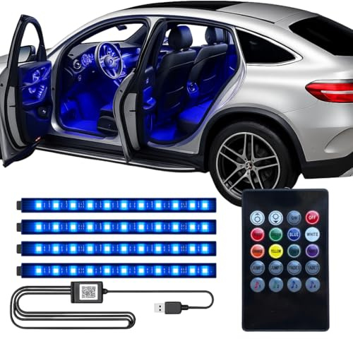 AutoGadgets24® Ambientebeleuchtung für Fahrzeug | LED Innenraumbeleuchtung, Auto Füße Licht für stilvolle Deko, Zubehör | USB Anschluss