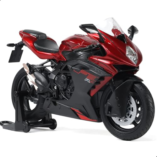 Risopen 1/12 motorcykel modellleksak för MV Agusta F3 RR, formgjuten motorcykelmodell av legering för Welly, ingen montering krävs, mini racing-motorkollektion för vuxna (röd)