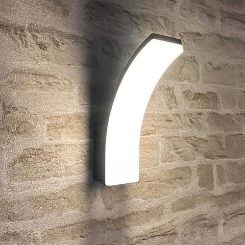 Arum Applique Extérieure GIBRALTAR Gris anthracite avec 3 Puissances 12W-15W-20W, Applique LED étanche pour l'extérieure IP65