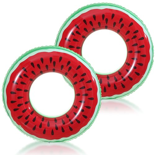 GWAWG 2-Pack Watermelon Pool Floats, Fun Inflatable Swimming Rings with Realistic Fruit Design, Summer Beach Pool Party Decorations for Adults