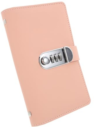 Uonlytech livret de dépôt en espèces Livre de Caisse Livre de Mots de Passe avec Serrure Classeur verrouillable Cahier avec Serrure et clé PU Rose