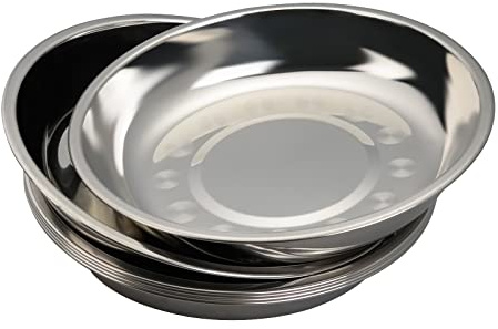 Buyitt 19.4 cm Round Stainless Steel Serving Platter, Set of 6 Camping Dinner Plates