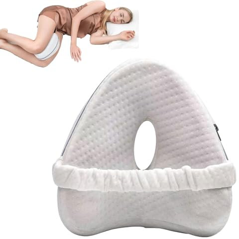 WPNCYK Knee Pillow, Alignment Pillow for Sleeping on Side, Leg Pillow for Pain Relief, Ergonomic Support for Lower Back, Sciatica, Hip Joints, and Pregnancy, 25x23x13 cm, Pure Cotton
