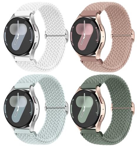 Joehwerr 4 Pack Braided Straps Compatible with Samsung Galaxy Watch 7 6 5 4 FE Strap, 40mm 44mm 45mm/Watch 6 4 Classic 4 42mm 46mm 43mm 47mm/Active 2, 20mm Stretchy Elastic Sport Band for Women Men