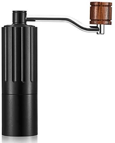OZBME Moulin à café Manuel avec réglages réglables, Moulin à manivelle, Moulin Portable, efficacité de mouture Plus Rapide, Expresso à Gros Grains pour café Italien, Argent (Couleur : Rouge) (Noir)