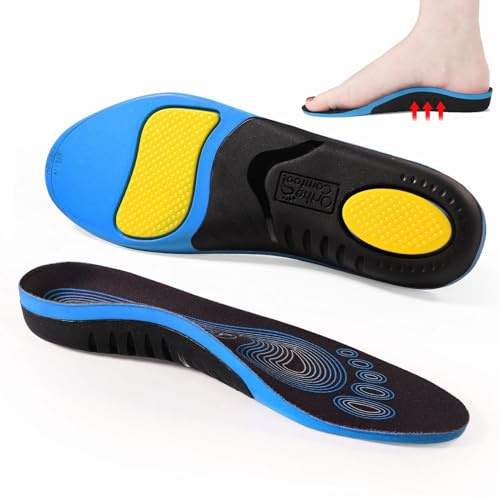 DOEOMK Semelle Orthopédiques pour Hommes et Femmes Fasciite plantaire Soutien de la voûte plantaire Course Semelles Chaussures Indiqué pour Pieds plats Tendinite Tendon Achille (Noir, 39-40(25.5cm))