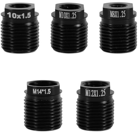 Tinoaly 5pcs Gear Shift Knob Adapter Kit, Aluminum Alloy Universal Shifter Knob Thread Adapter for M10x1.25/M12/M14 Threads Quick Install Nut Inserts for Car/Truck/SUV Manual Transmission Accessories