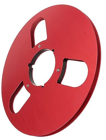 Yunseity Aleación de Aluminio Premium Rollo Vacío de 10.5 Pulgadas con Brida de 3 Orificios para una Mejor Calidad de Sonido en la Cinta Adhesiva Roja Roja Adecuada para 1/4 de Pulgada