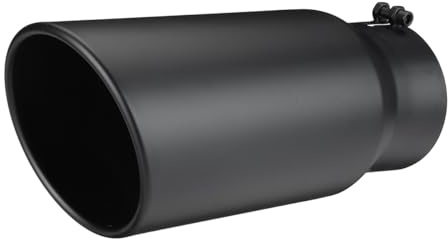 Extremos Tubo Escape Coche Tubo Escape Universal Recto 4 Pulgadas Entrada 5 Salida Para Coche Punta 12 Longitud Anticorrosivo(Negro)