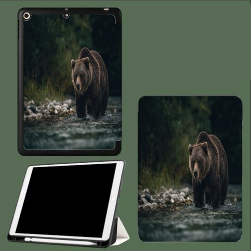 Case for iPad Air 13 inch (M3/M2-2025/2024) with Pencil Holder, Ultra Slim Lightweight Folding Stand case for iPad Air 13 inch with Auto Wake/Sleep,Brown Bear Stream