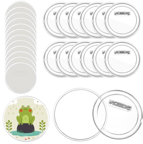12 Stück Buttons Anstecker Blanko Buttons Selber Machen, 7,5 cm Klare Button Pins Acryl DIY Bilder Fotobuttons Abzeichen Anstecker Pin für Rucksäcke Jacken Hüte Geschenk DIY Handwerk