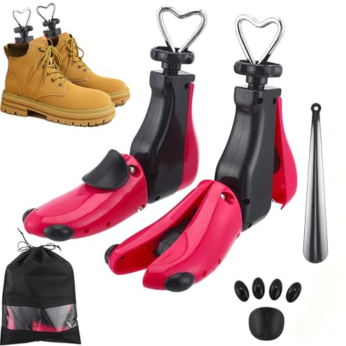 SowluZity 2 Pieces Shoe Stretcher for Men Women, Adjustable Length & Width Boot Stretcher Shoe Tree with Metal Shoehorn, 4-Way Shoe Expander for Tight Rubbing Shoes, Sneakers & Wide Feet (UK 4-8)