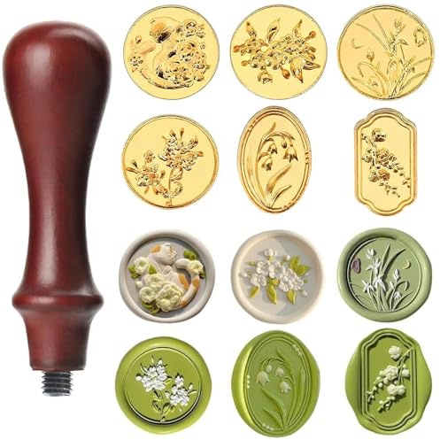 6Pcs Wax Seal Kit, Wax Stamp Seal Kit, Sealing Waxes Vintage Flower Copper