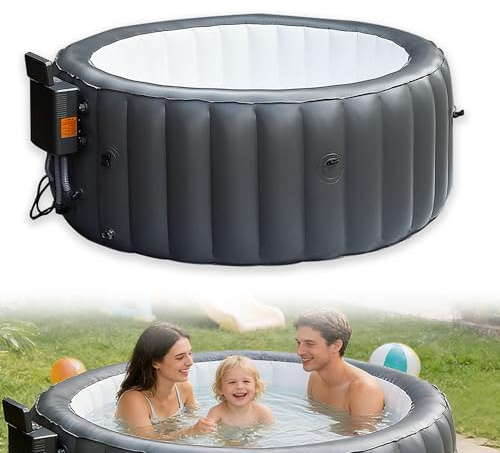 Uppblåsbar bubbelpool för 2-3 personer med 130 strålar och LED-lampor, PVC-konstruktion med uppblåsning med ett klick, bärbar utomhusbubbelpool med värme till 104°F för hemmaspa 71