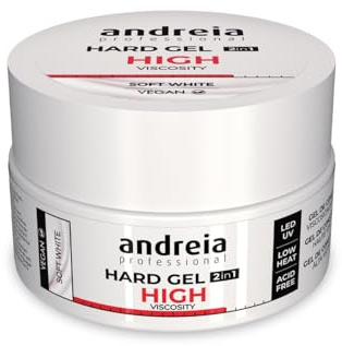 Andreia Professional Hartes Nagelgel Zweiphasig 2 in 1 LED und UV Gelaufbau - Hochviskoses Gel für harte, starke Nägelspitzen und -verlängerungen - Aufbaugel für Nägel - Farbe Weichweiß 44g