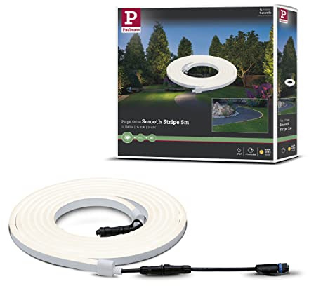 Paulmann 94191 Plug & Shine LED Außenleuchte Stripe incl. 1x31 Watt IP67 dimmbar Außenbereich Weiß Gartenleuchte Kunststoff 3000 K