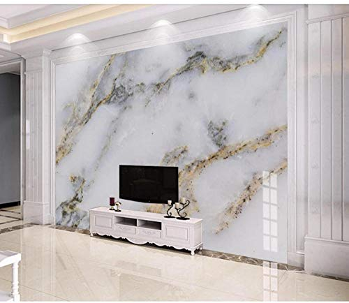 Dwqlx Moderne Weiße Marmor Tapete 3D Wandbild Für Tv Hintergrund Wanddekor Gold Wandbilder Foto Gedruckt Tapeten Für Schlafzimmer-400X280Cm