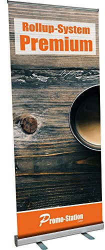Roll Up Premium 100x200cm | Rollup Display ohne Banner, ohne Druck silber eloxiert | inkl. Tragetasche | einseitiges Rollup Banner Bannerdisplay Werbebanner Aufsteller für Werbung