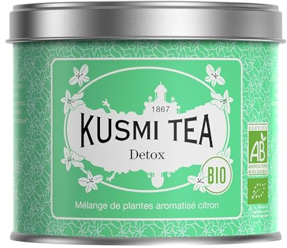 Kusmi Tea - Detox - Ekologisk blandning av grönt te, maté och citron - Kan avnjutas varmt eller som iste - Teburk i metall 100g - Mängd för ca 50 koppar