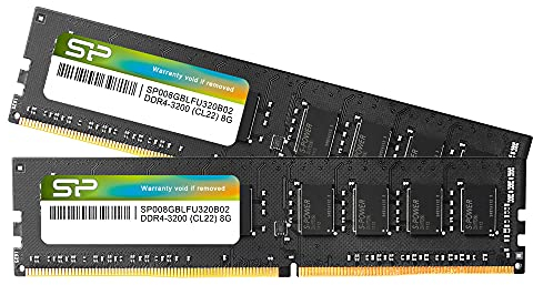 Silicon Power DDR4 16GB Kit (8GB x2) 3200MHz (PC4-25600) CL22 UDIMM 288-Pin Desktop-Speicher