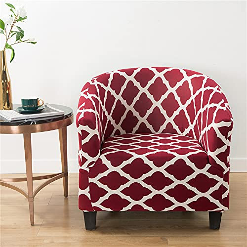Highdi Sesselschoner Modern Bedruckter Sesselbezug Stretch Husse mit Elastisch Universal Sofabezug Sofaüberwurf für Einzelsofa, Clubsessel, Loungesessel, Cocktailsessel (Rot)