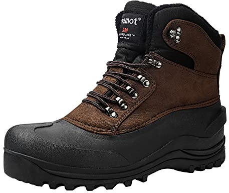 riemot Stivali Uomo Donna Invernali Scarpe Neve Stivaletti Foder Antiscivolo Caldo Eleganti Imbottiti Trekking Boots Taglia 37-47, Marrone da Uomo 45 EU