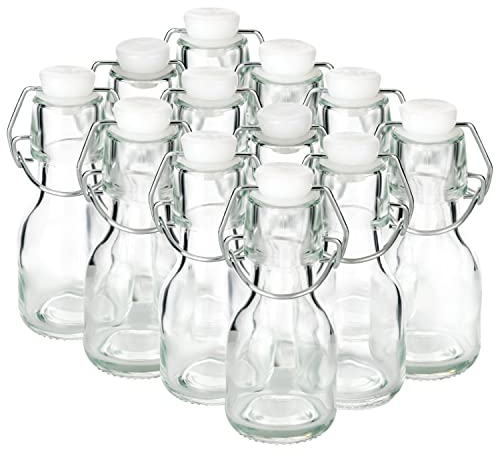 dszapaci 12 Glasflaschen zum Abfüllen 75ml Flasche zum Befüllen Flaschen mit Bügelverschluss Bügelflaschen zum Befüllen Flaschen zum Abfüllen Kleine Likörflaschen Glasflasche Bügelflasche Klein