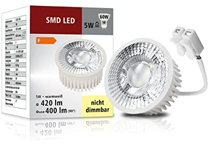 trendlights24 LED Modul 5W extra flach 50 x 23 mm für Einbaustrahler 1x Spot in Warmweiß 400lm 230V Perfekter Ersatz für GU10 oder MR16