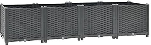 Homgoday Aiuola Rialzata in Polipropilene, 160x40x38 cm, Blu-Grigio, Perfetta per Giardino, Balcone o Terrazza