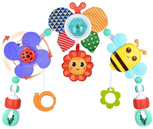 Carastek Kinderwagen Spielzeug für Spielbogen Baby Motorikspielzeug, Babies Spielebogen für Babybett Spielzeug und Babyschale Spielzeug, Babyspielzeug 0-12 Monate, Baby Geschenk Junge Mädchen (B)