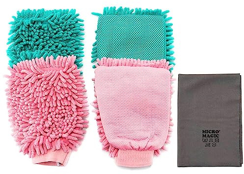 Pastaclean® Korallen Reinigungshandschuhe, Mikrofaser Handschuhe - Extrem saugstarker Waschhandschuh, 5tlg.